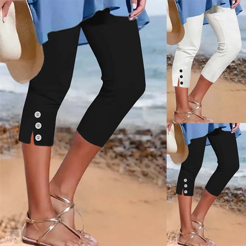 Ladies leggings summer button - leggings,